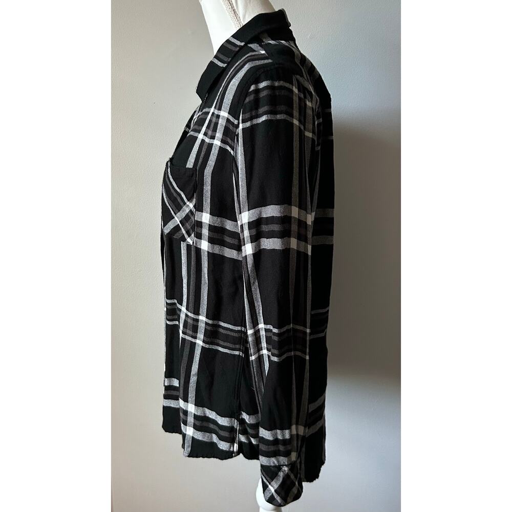 Rails Hunter Top in Black Sterling Button Up Flannel Pullover Size M - Picture 5 of 8